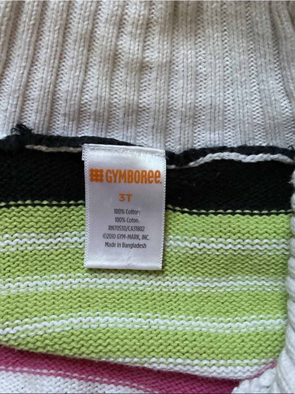 Gymboree Multicolor Striped Shawl Collar Cardigan - Green Pink Black White Aqua - Picture 6 of 6